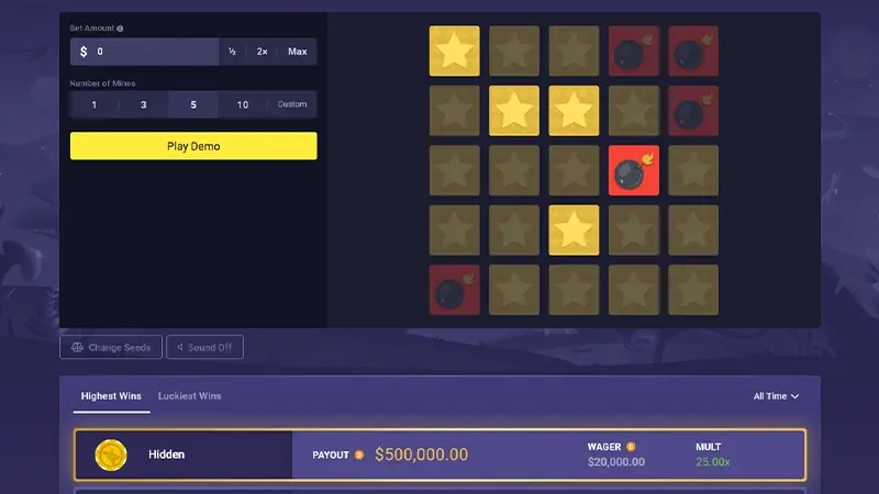 playing mines on roobet